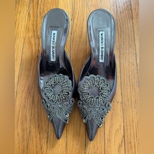 Manolo Blahnik "Vitty" Crystal
Embellished Mules Heels 36.5 NWOT